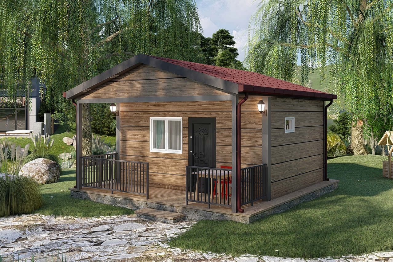 28 m² Prefabrik Ev 1+0 ön cephe görünümü
