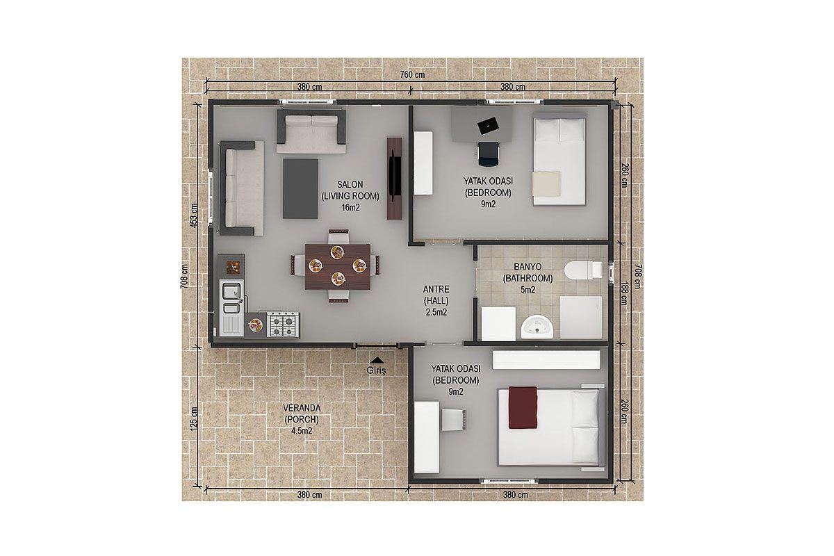 49 m² Prefabrik Ev 2+1 – görünüm 3