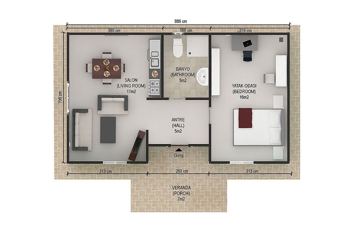 51 m² Prefabrik Ev 2+1 – görünüm 2