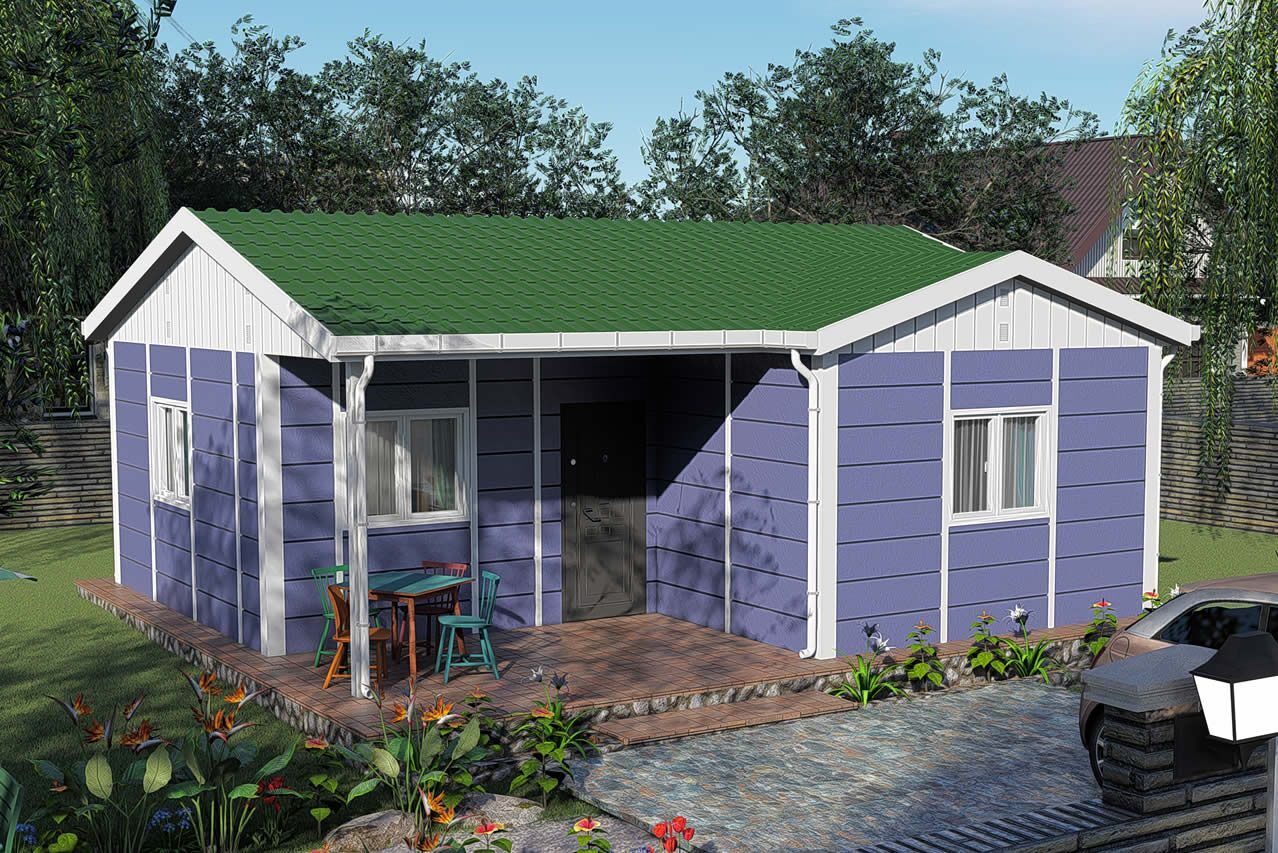 51 m² Prefabrik Ev 1+1 ön cephe görünümü
