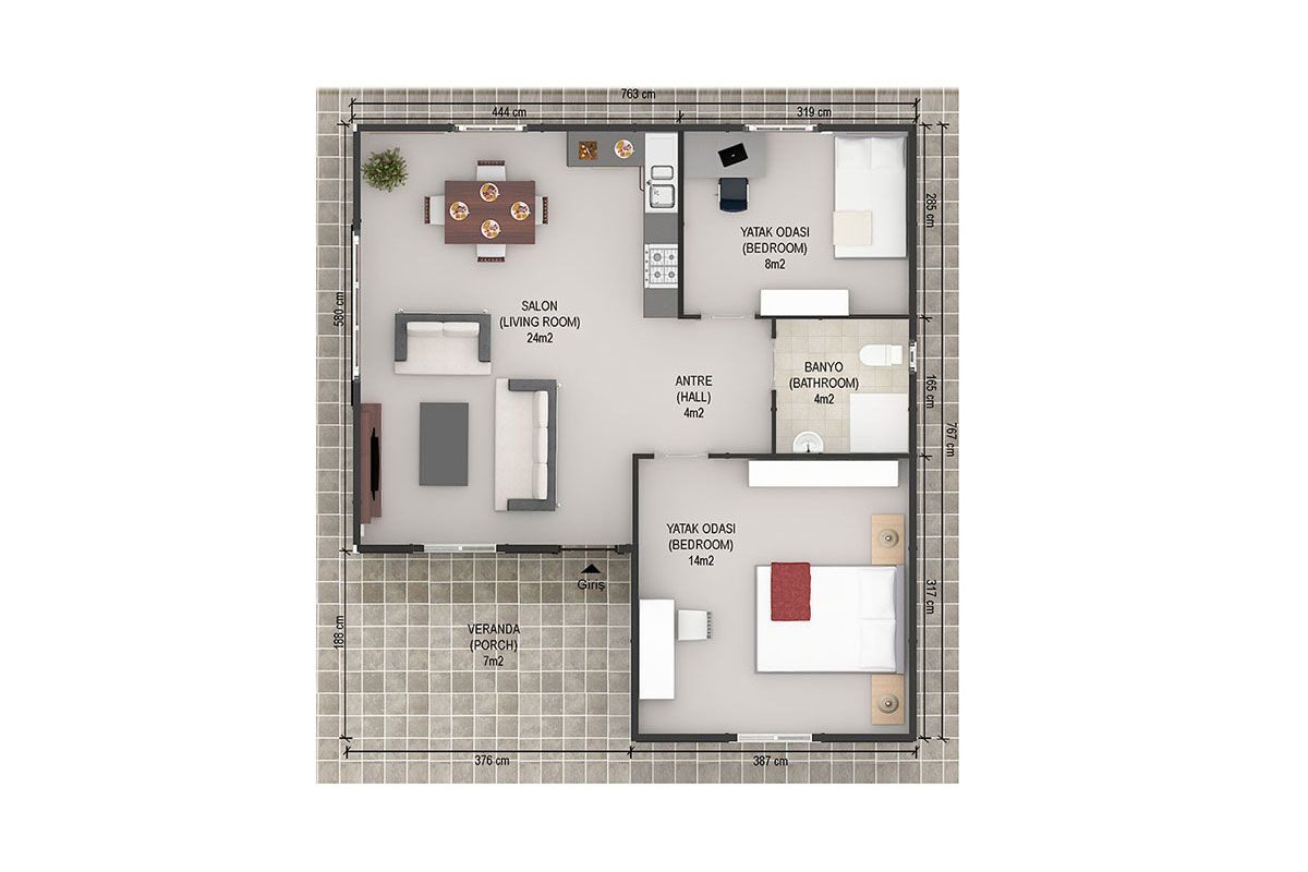 61 m² Prefabrik Ev 2+1 – görünüm 3