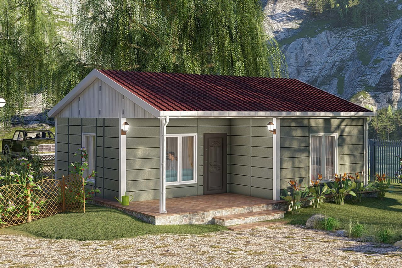 64 m² Prefabrik Ev 2+1 ön cephe görünümü