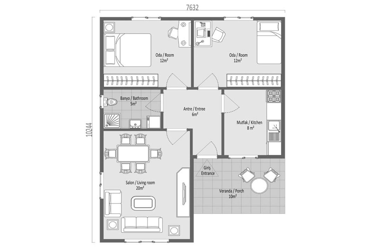 73 m² Prefabrik Ev 2+1 – görünüm 3
