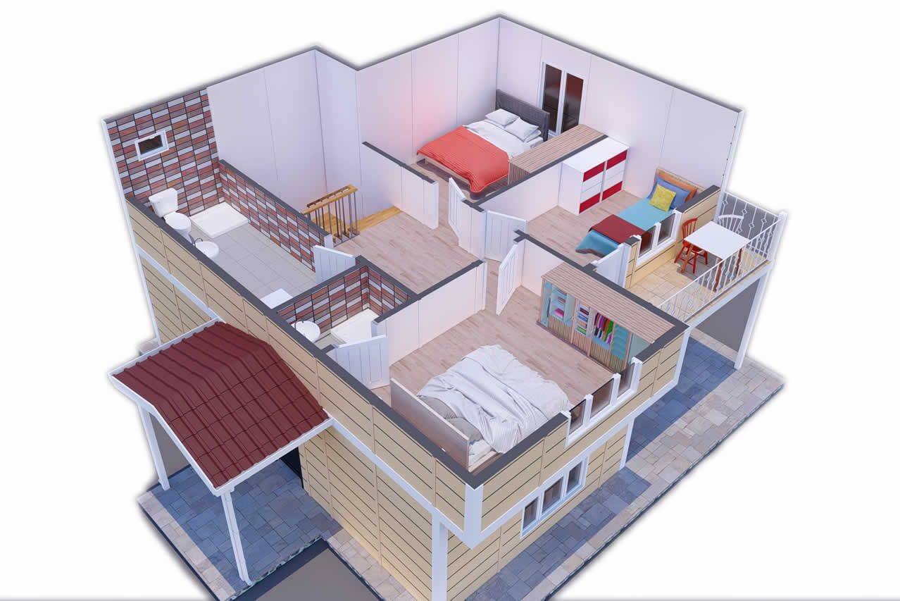 136 m² Prefabrik Villa 3+1 – görünüm 2