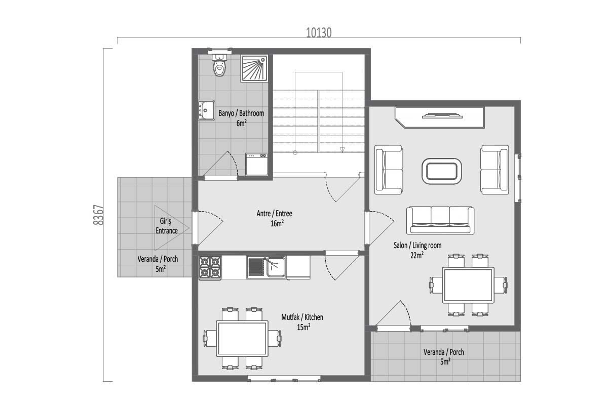 136 m² Prefabrik Villa 3+1 – görünüm 4