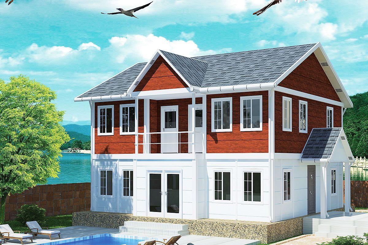 125 m² Prefabrik Villa 3+1 ön cephe görünümü
