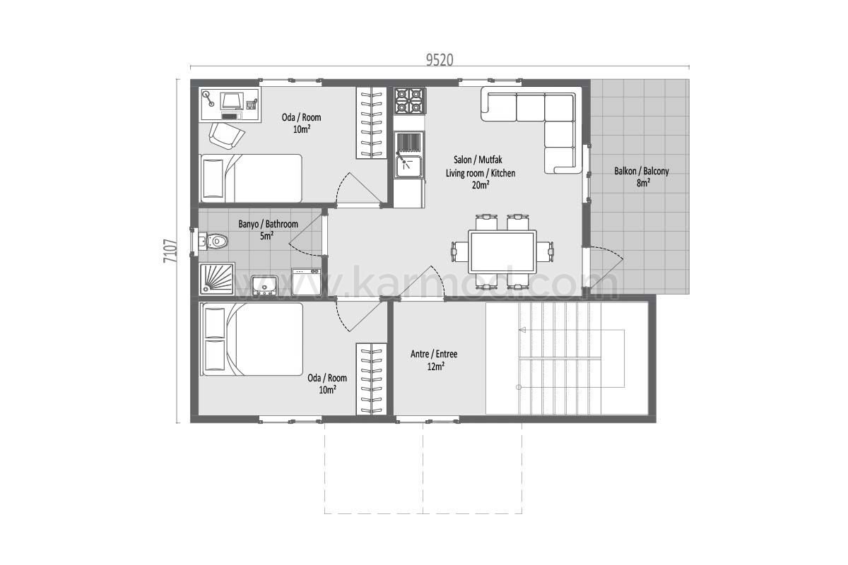 139 m² Prefabrik Çift Villa – görünüm 4