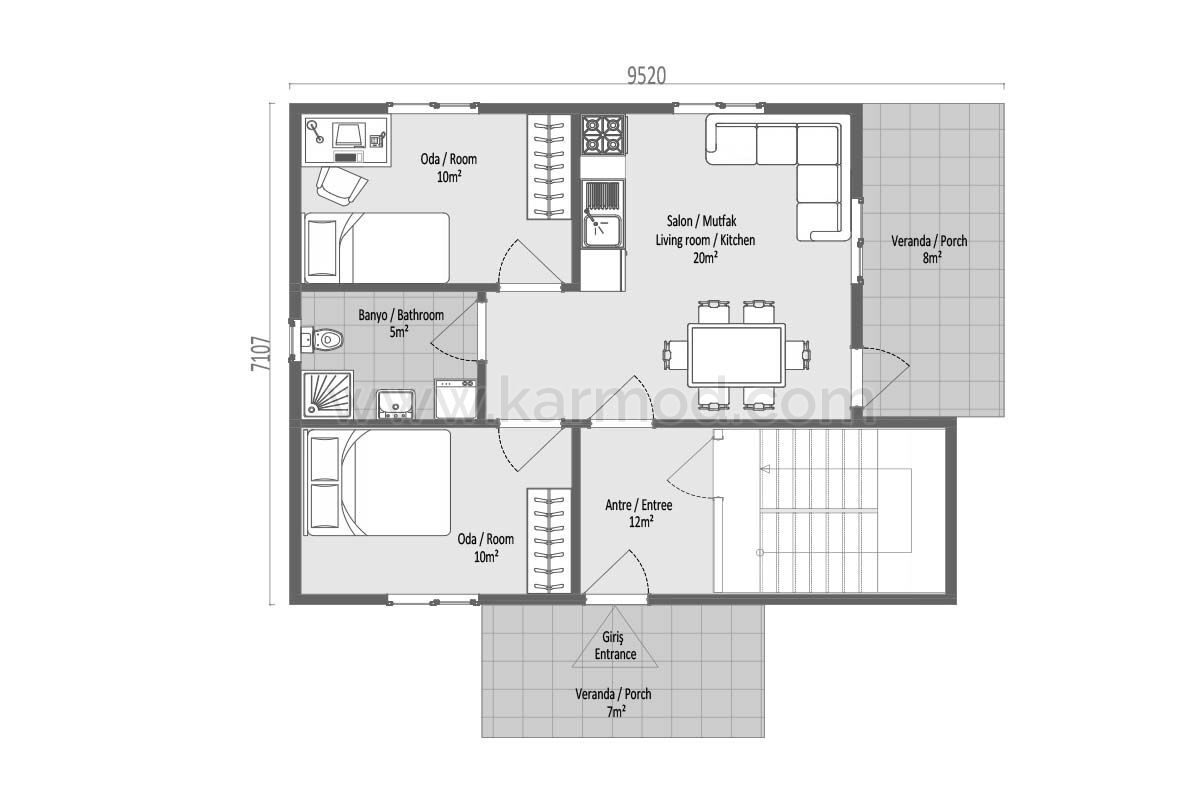 139 m² Prefabrik Çift Villa – görünüm 5
