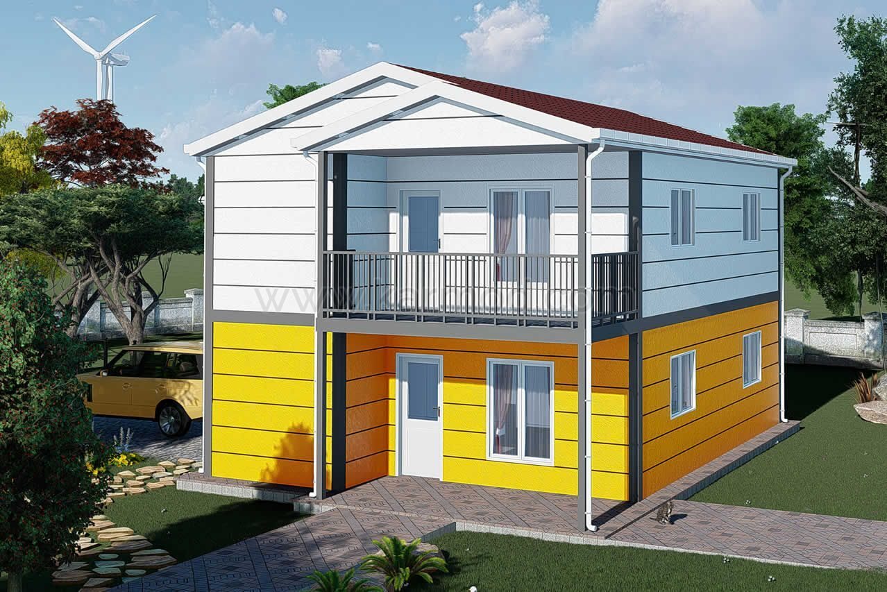 139 m² Prefabrik Çift Villa ön cephe görünümü