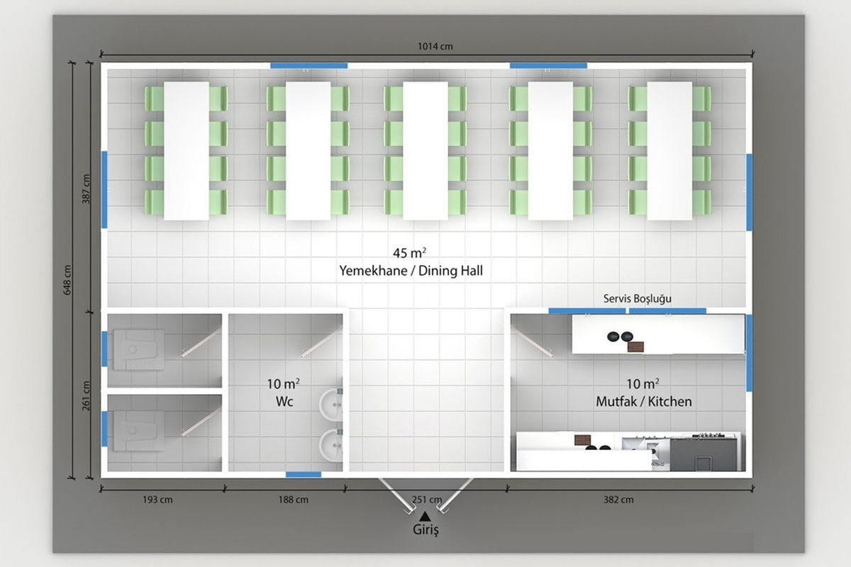 65 m² Prefabrik Yemekhane – görünüm 2
