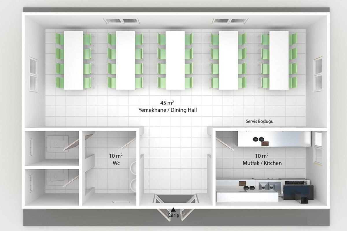 65 m² Prefabrik Yemekhane – görünüm 3