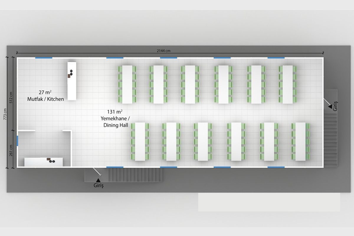 332 m² Prefabrik Yemekhane – görünüm 3