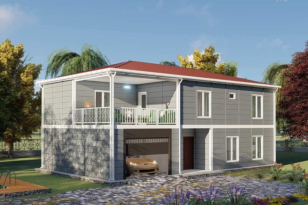 202 m² Prefabrik Villa 4+1 ön cephe görünümü
