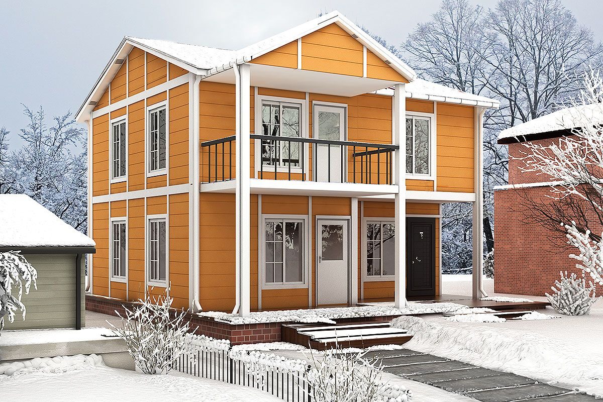 112 m² Prefabrik Villa 2+1 ön cephe görünümü