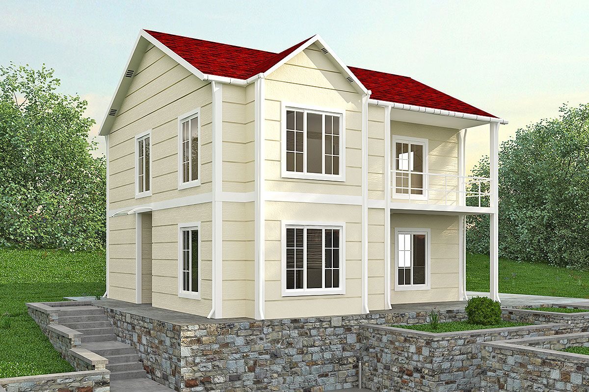132 m² Prefabrik Villa 3+1 ön cephe görünümü