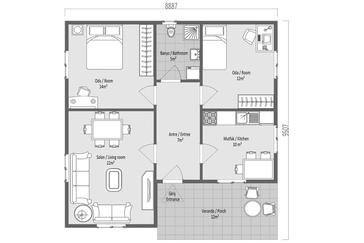 83 m² Prefabrik Ev 2+1 – görünüm 3