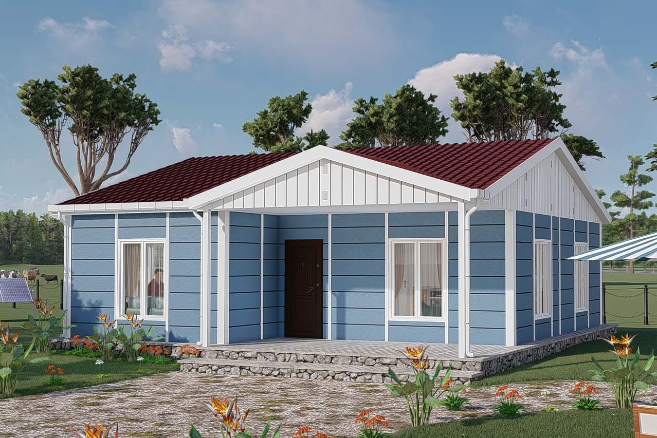83 m² Prefabrik Ev 2+1 ön cephe görünümü