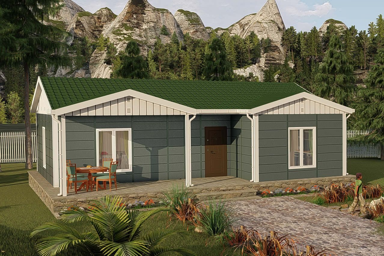 87 m² Prefabrik Ev 2+1 ön cephe görünümü