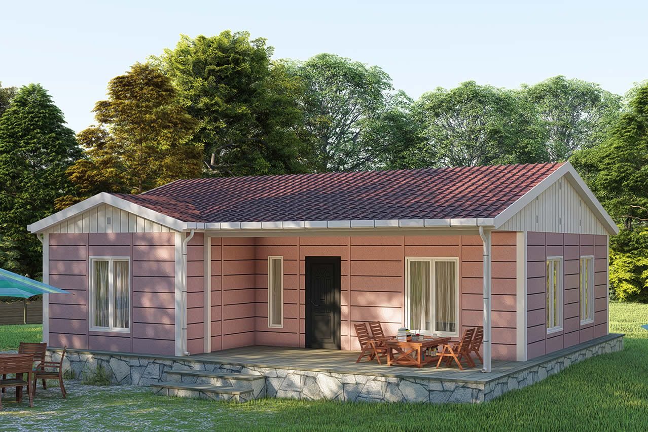 87 m² Prefabrik Ev 3+1 ön cephe görünümü