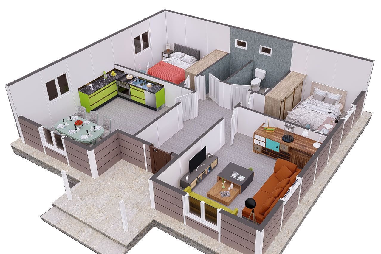 96 m² Prefabrik Ev 2+1 – görünüm 2