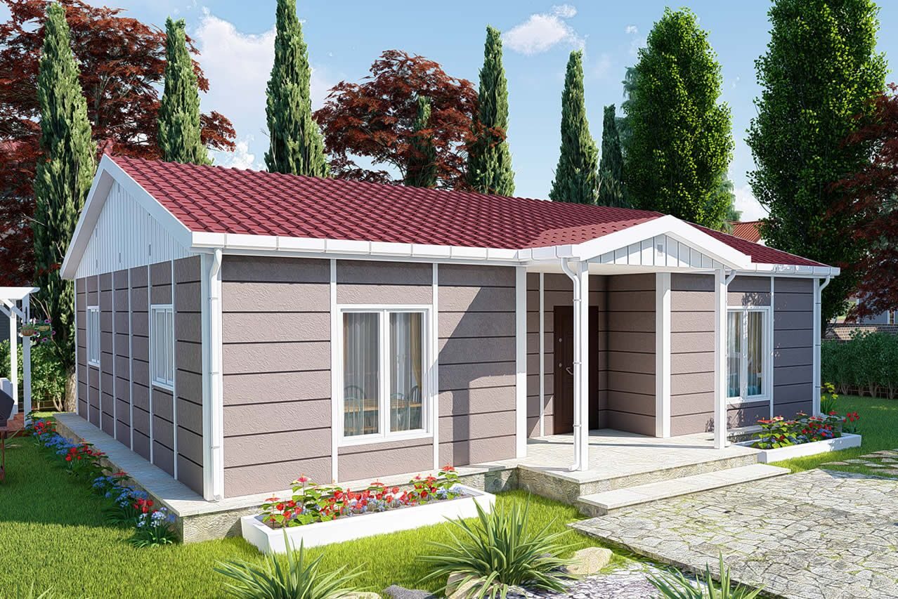 96 m² Prefabrik Ev 2+1 ön cephe görünümü