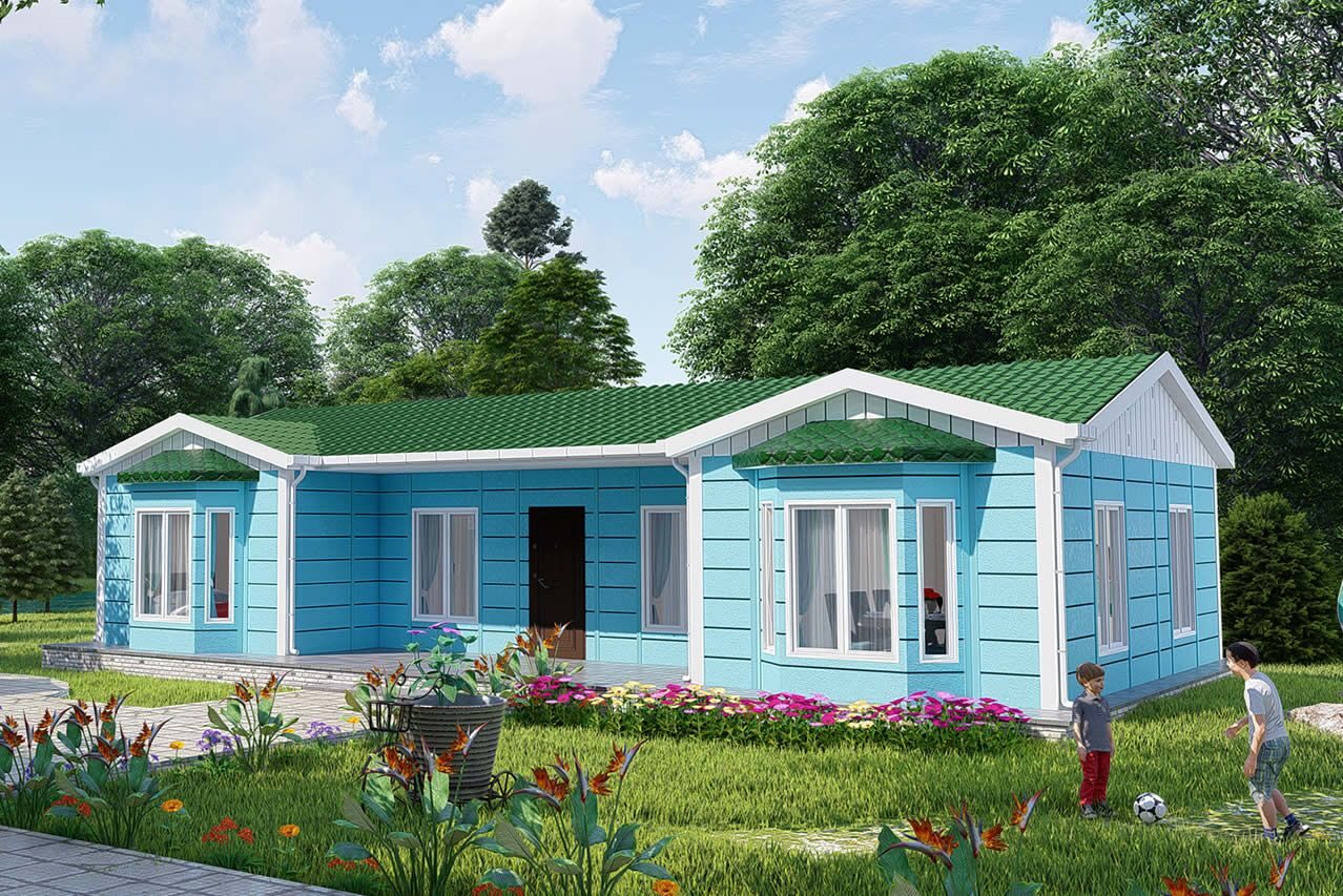 96 m² Prefabrik Ev 3+1 ön cephe görünümü