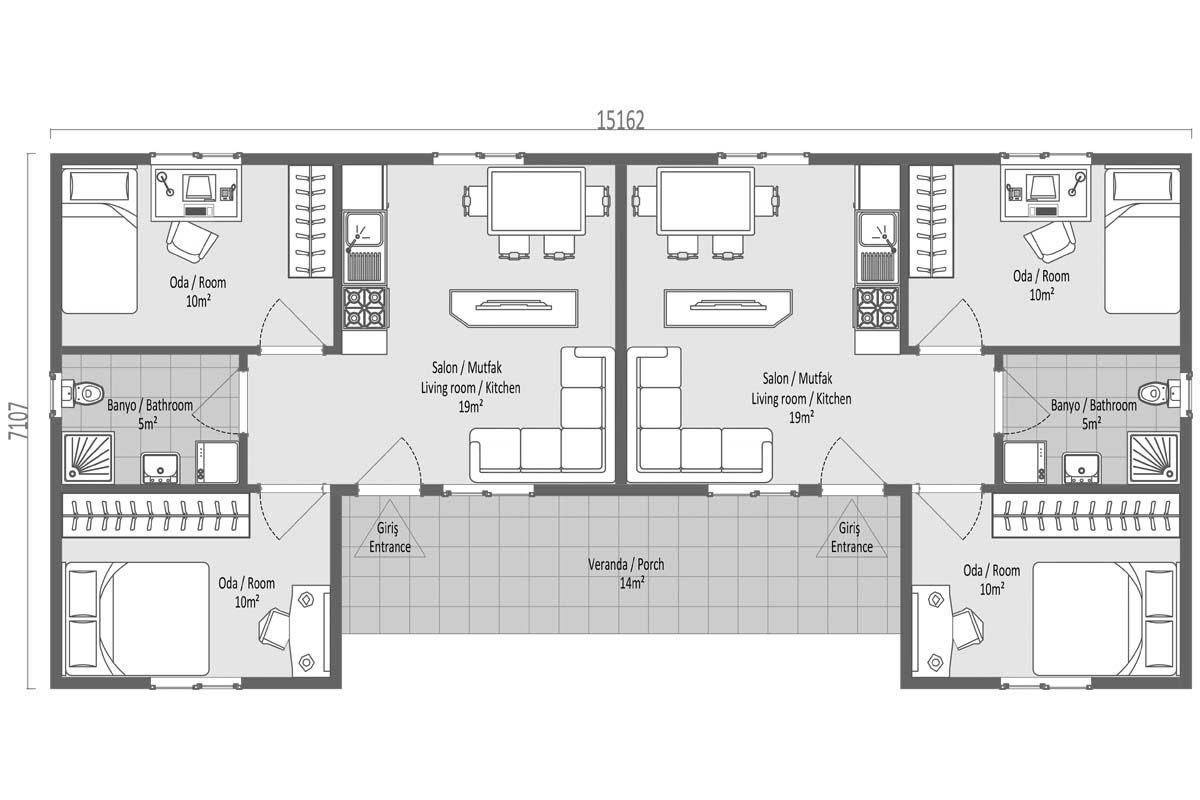102 m² Prefabrik Ev 3+1 – görünüm 3