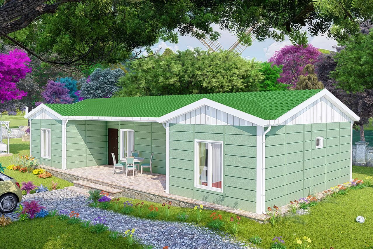102 m² Prefabrik Ev 3+1 ön cephe görünümü