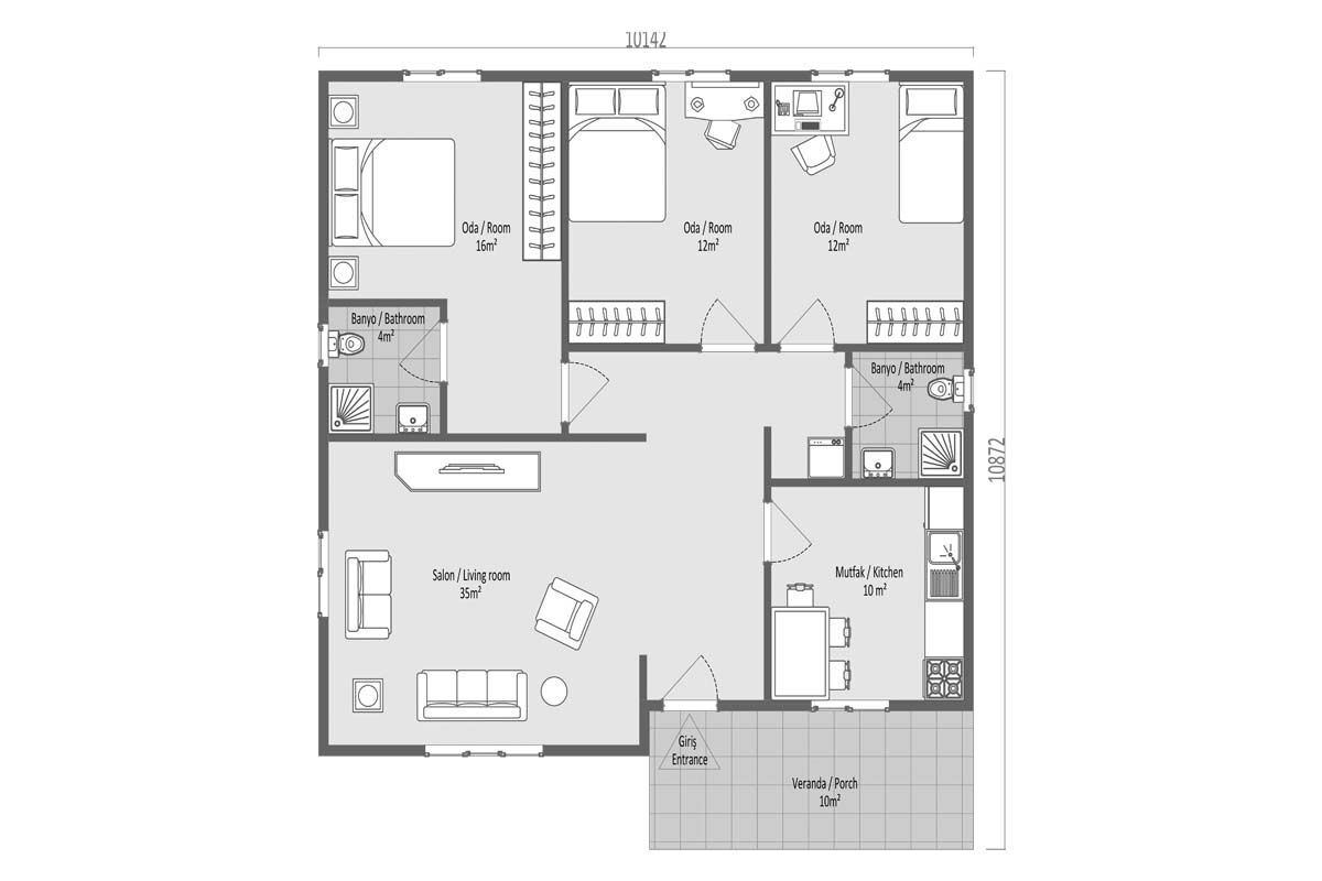 103 m² Prefabrik Ev 3+1 – görünüm 3