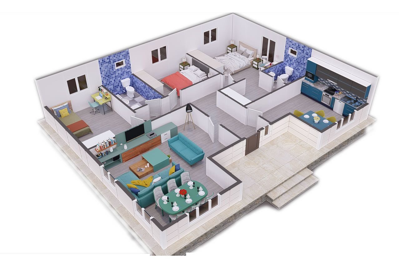 126 m² Prefabrik Ev 3+1 – görünüm 2