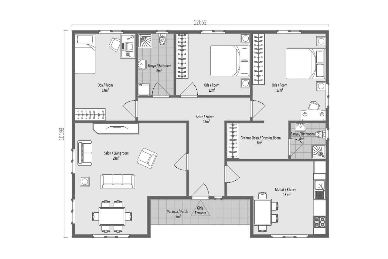 126 m² Prefabrik Ev 3+1 – görünüm 3