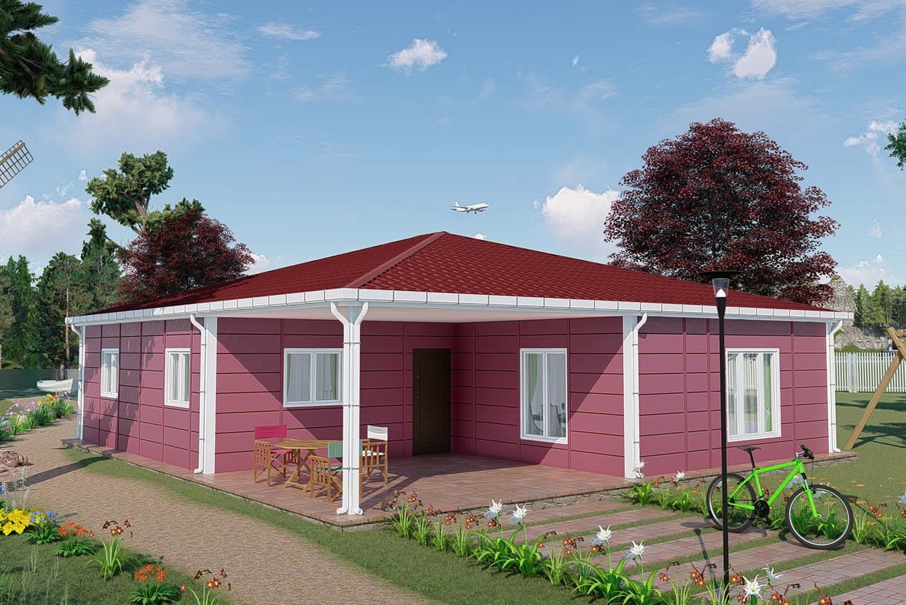 123 m² Prefabrik Ev 3+1 ön cephe görünümü