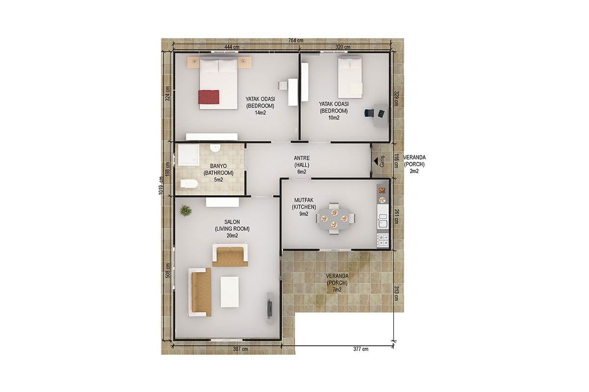 73 m² Prefabrik Ev 2+1 – görünüm 3