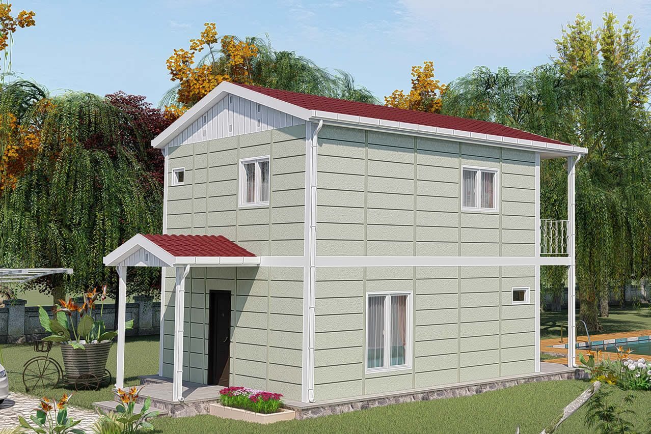 92 m² Prefabrik Villa 2+1 ön cephe görünümü