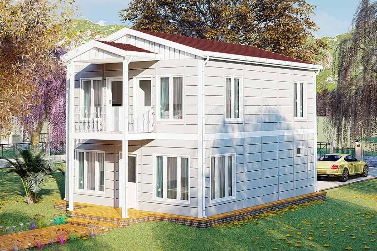 126 m² Prefabrik Villa 4+1 ön cephe görünümü