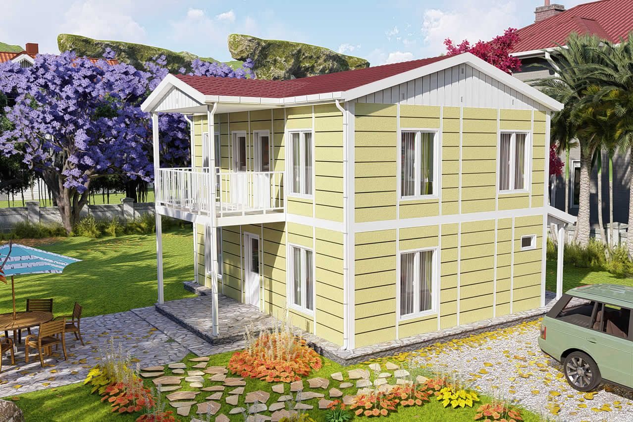 130 m² Prefabrik Villa 4+1 ön cephe görünümü