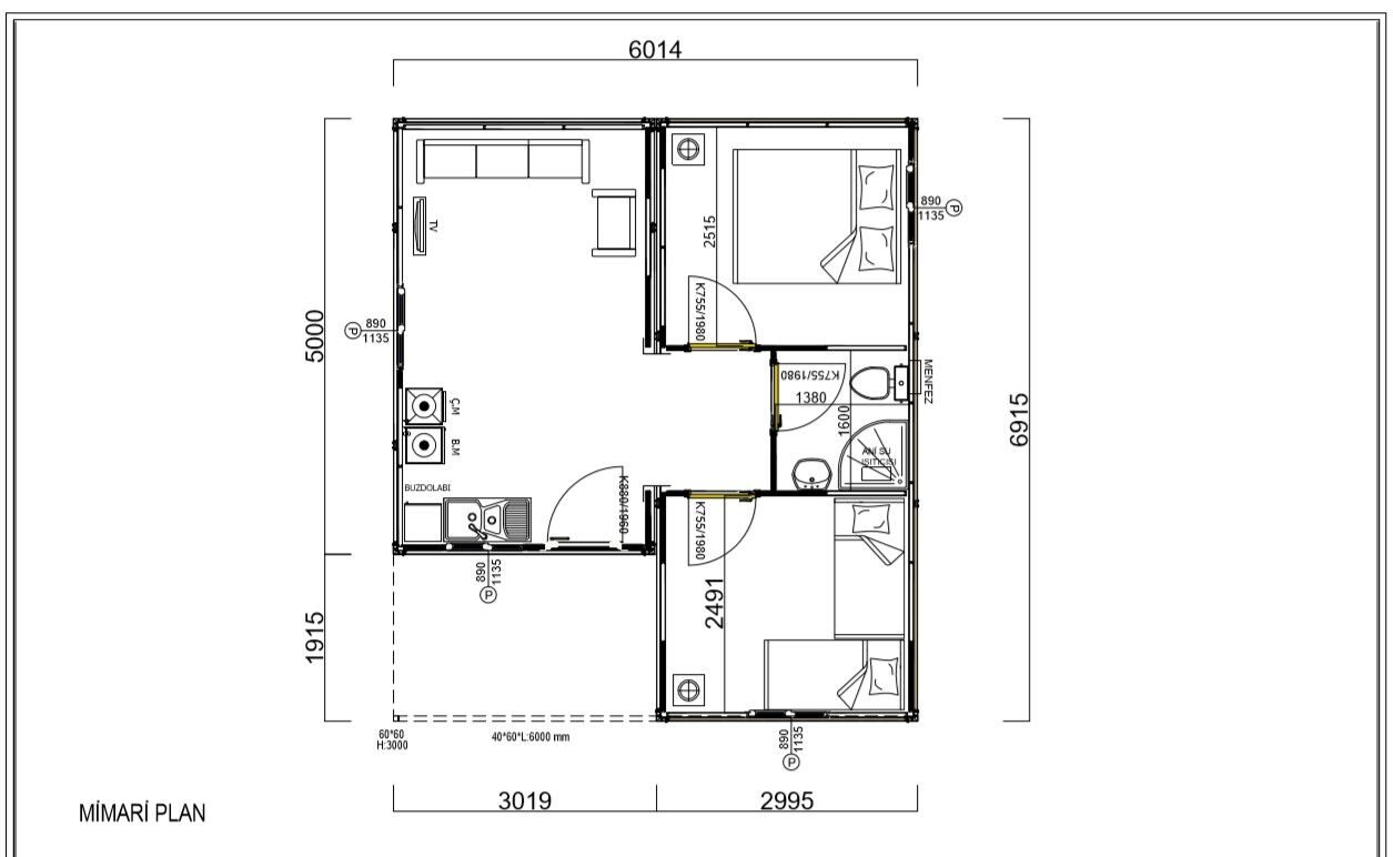 42 m² Konteyner Ev 2+1 – görünüm 2