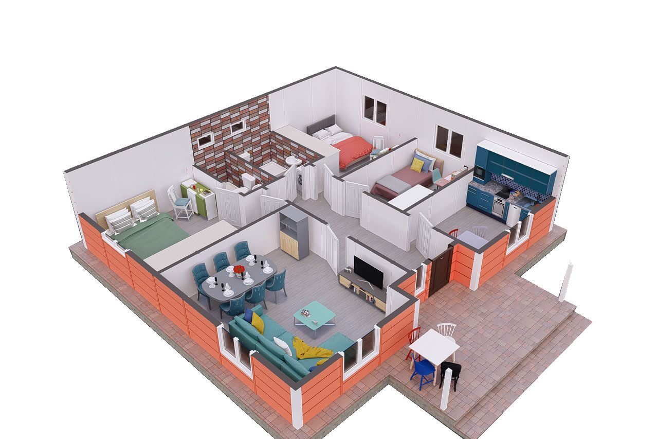 100 m² Prefabrik Ev 3+1 – görünüm 2