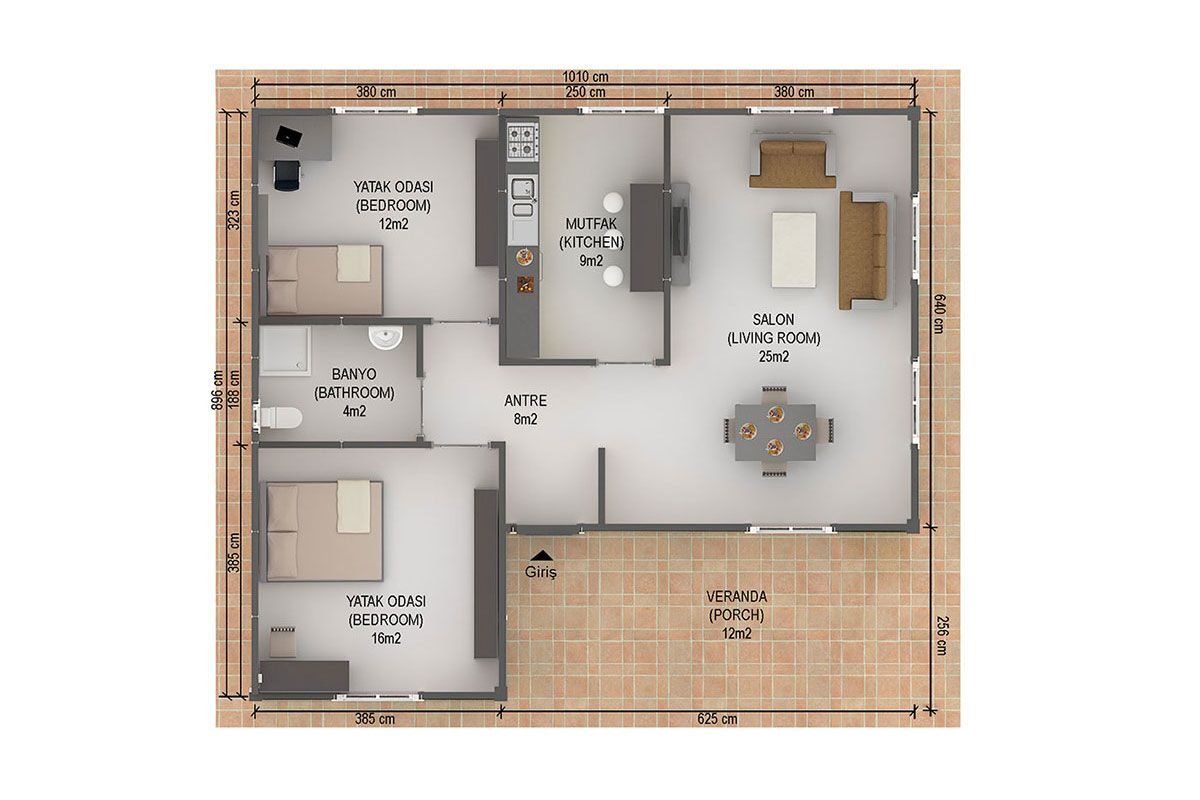 86 m² Prefabrik Ev 2+1 – görünüm 3