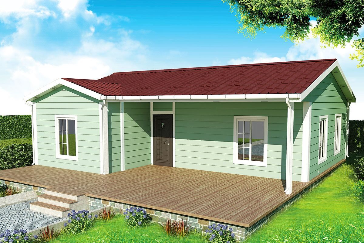 86 m² Prefabrik Ev 2+1 ön cephe görünümü