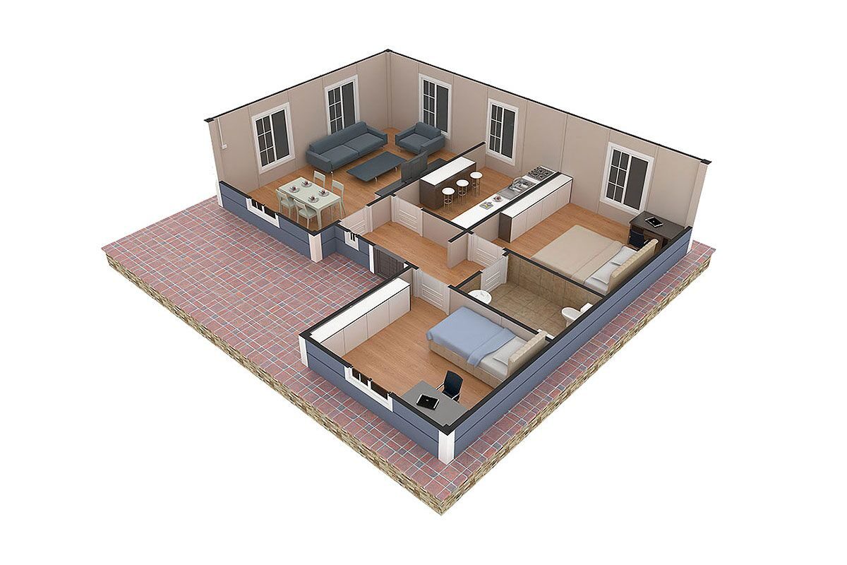 87 m² Prefabrik Ev 2+1 – görünüm 2