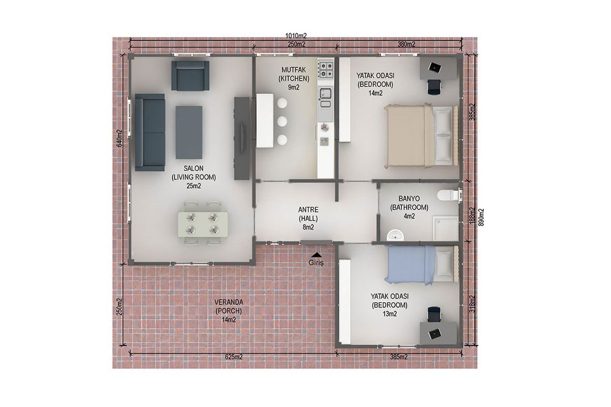 87 m² Prefabrik Ev 2+1 – görünüm 3