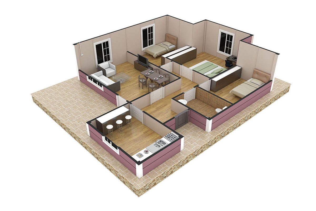 88 m² Prefabrik Ev 3+1 – görünüm 2