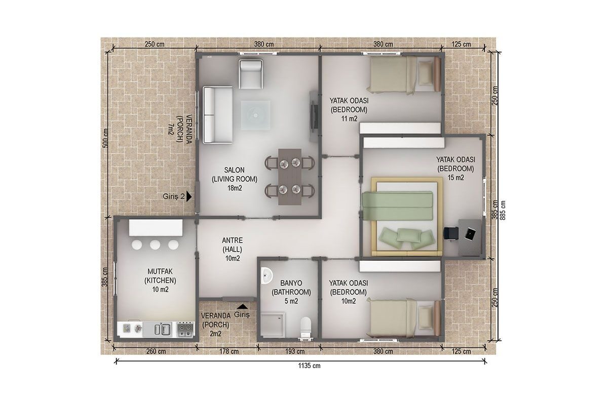 88 m² Prefabrik Ev 3+1 – görünüm 3