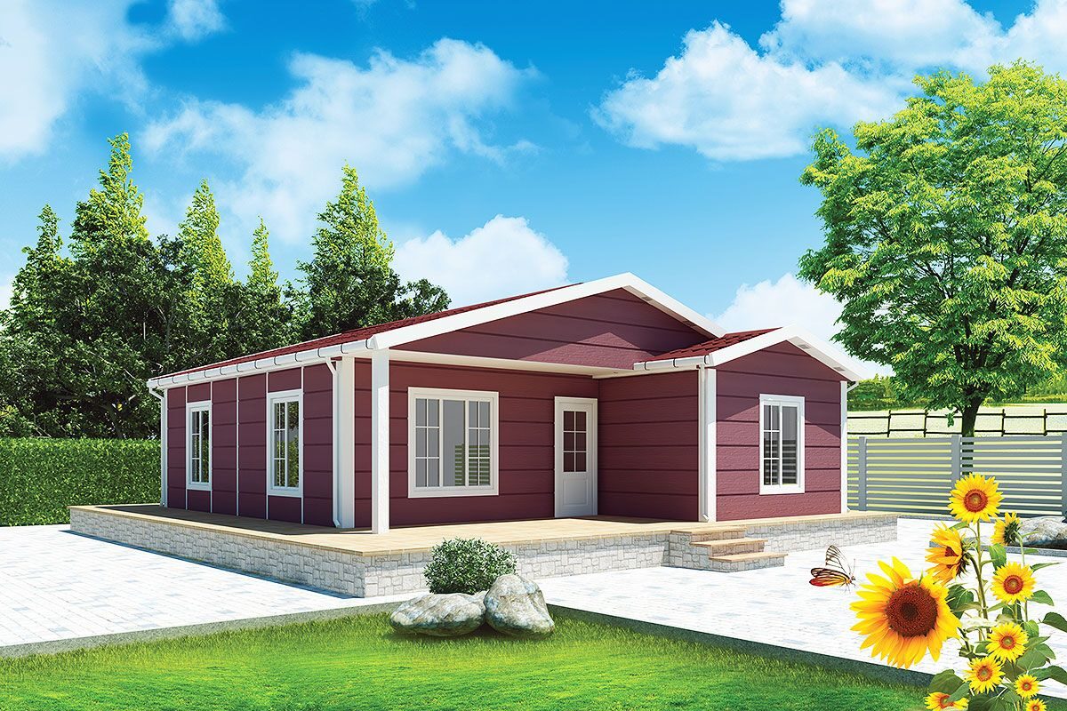 88 m² Prefabrik Ev 3+1 ön cephe görünümü