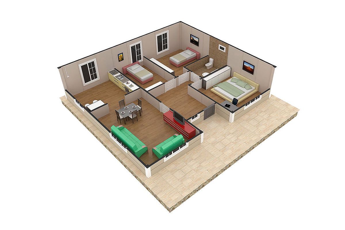 94 m² Prefabrik Ev 3+1 – görünüm 2