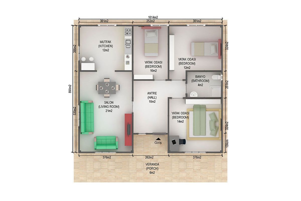 94 m² Prefabrik Ev 3+1 – görünüm 3