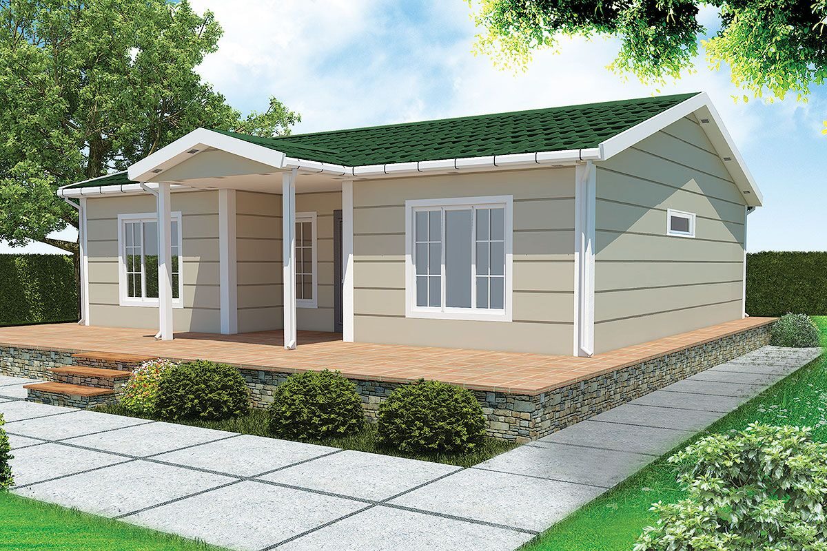 94 m² Prefabrik Ev 3+1 ön cephe görünümü