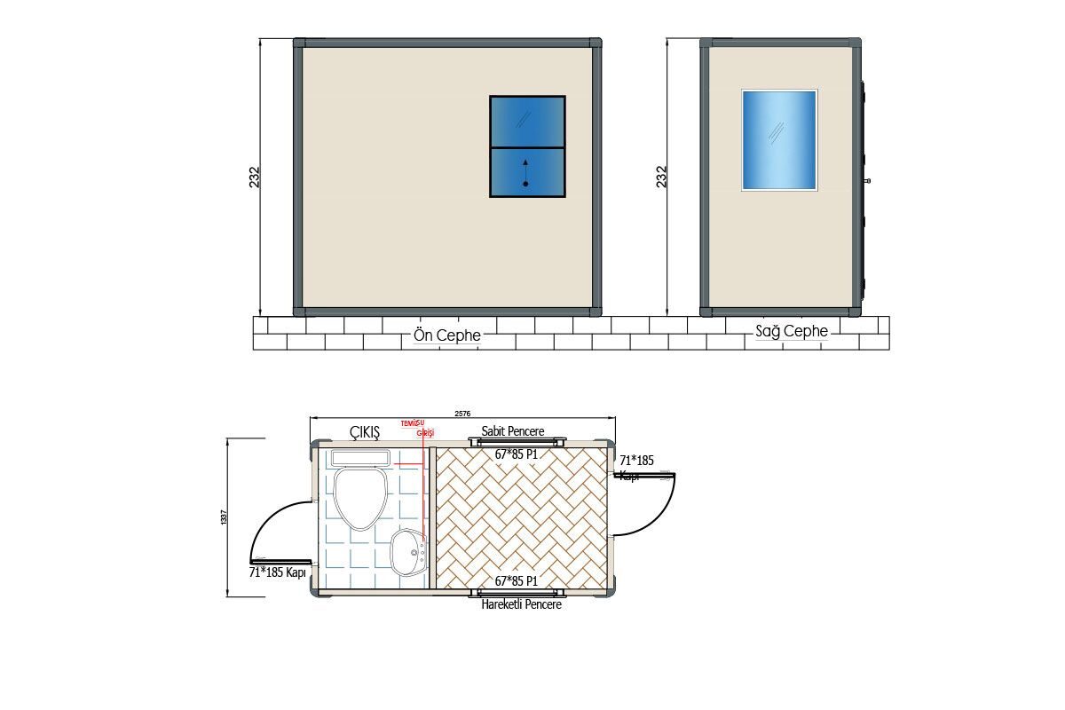 Panel Kabin WC Duş 135x260cm – görünüm 2