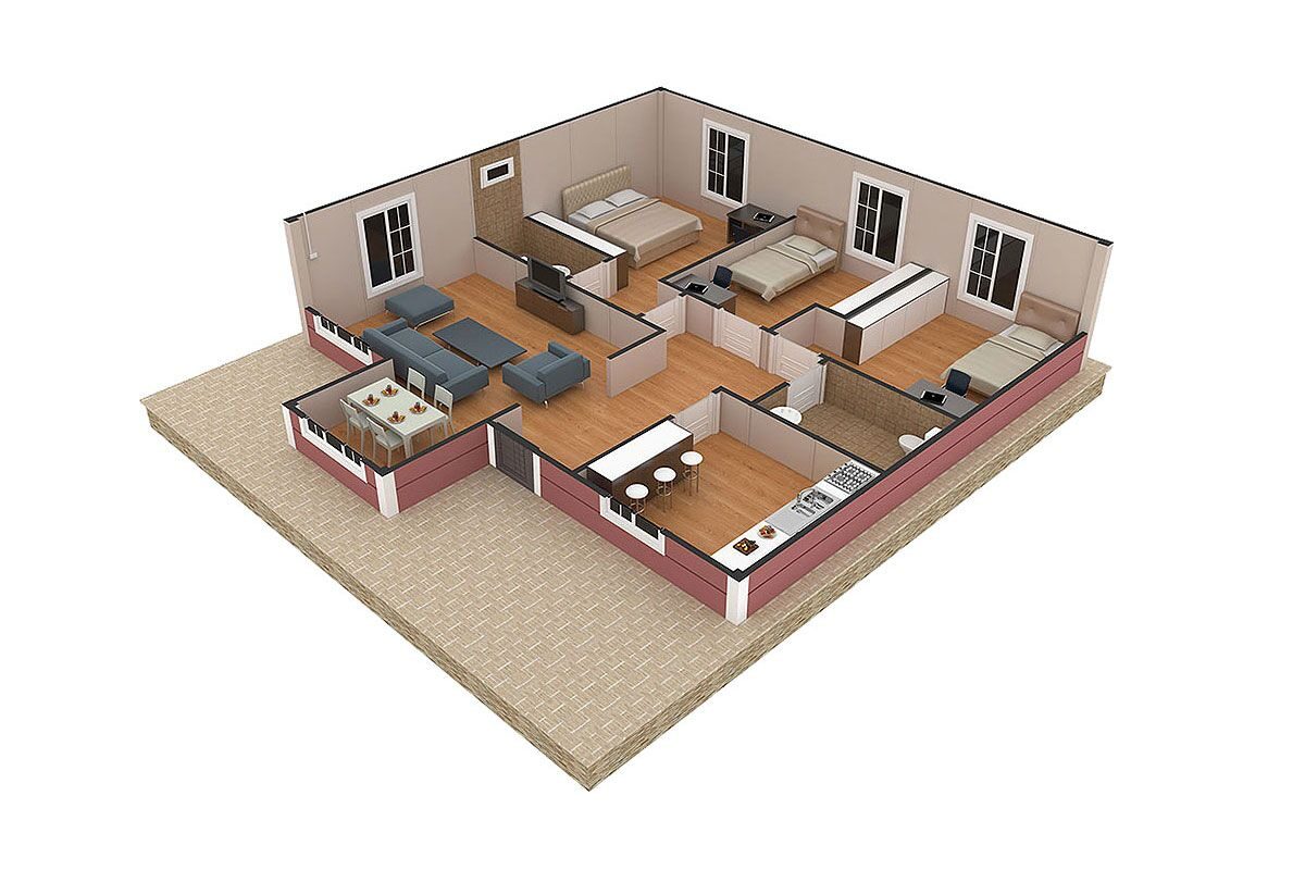 96 m² Prefabrik Ev 3+1 – görünüm 2